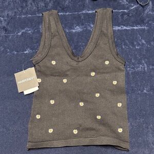 NWT Black Daisy Tank Top
